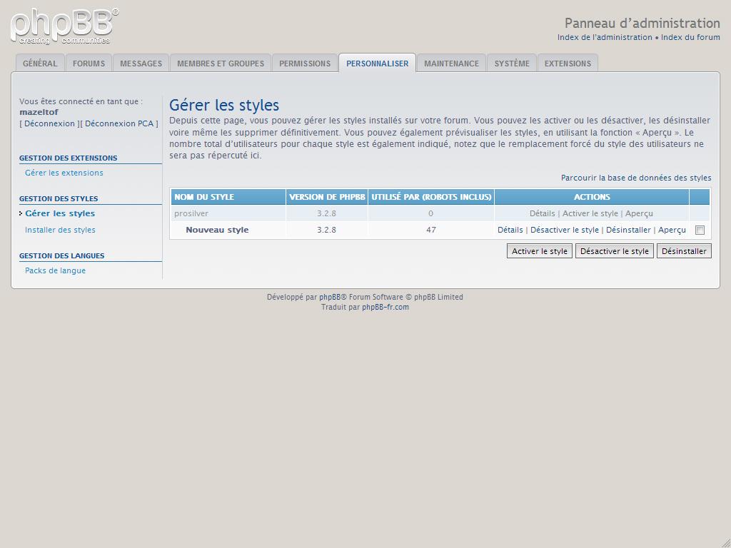 désactiver un style phpBB parent