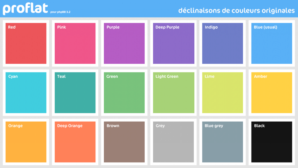 déclinaisons de couleurs originales du style proflat 1.2 pour phpBB 3.2
