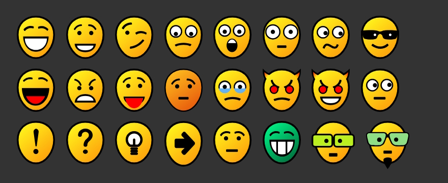 Smileys SVG pour phpBB3 (fond sombre)