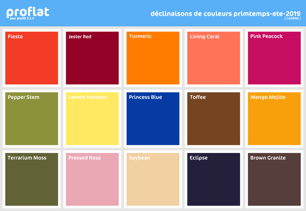 déclinaisons de couleurs printemps-été Londres 2019 du style proflat 1.2.4 pour phpBB 3.2.3