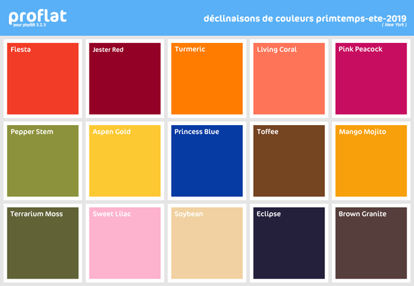 déclinaisons de couleurs printemps-été New York 2019 du style proflat 1.2.4 pour phpBB 3.2.3