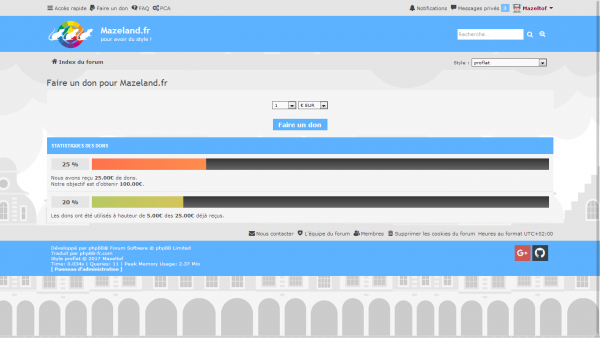extension PayPal Donation pour le style proflat pour phpBB. Page de dons.