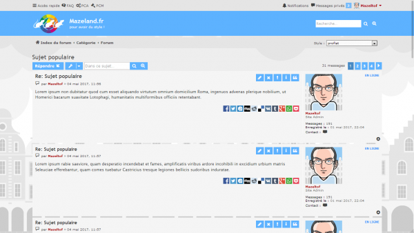 extension Share on pour le style proflat pour phpBB