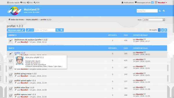 extension Topic Preview pour le style proflat pour phpBB